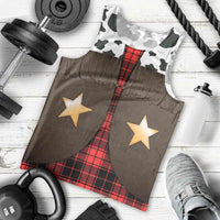 Cowboy Vest Costume Men Tank Top Black Red Plaid Pattern - Wonder Print Shop
