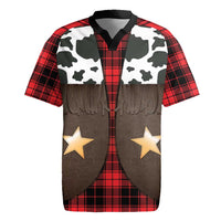 Cowboy Vest Costume Rugby Jersey Black Red Plaid Pattern - Wonder Print Shop