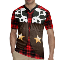 Cowboy Vest Costume Rugby Jersey Black Red Plaid Pattern - Wonder Print Shop