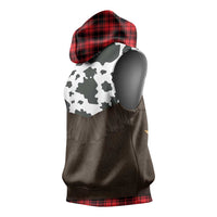 Cowboy Vest Costume Sleeveless Hoodie Black Red Plaid Pattern - Wonder Print Shop