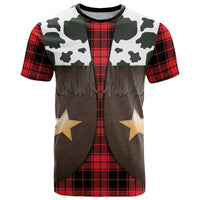Cowboy Vest Costume T Shirt Black Red Plaid Pattern - Wonder Print Shop