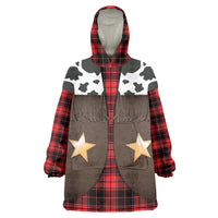 Cowboy Vest Costume Wearable Blanket Hoodie Black Red Plaid Pattern - Wonder Print Shop