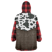 Cowboy Vest Costume Wearable Blanket Hoodie Black Red Plaid Pattern - Wonder Print Shop