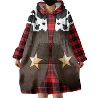 Cowboy Vest Costume Wearable Blanket Hoodie Black Red Plaid Pattern - Wonder Print Shop