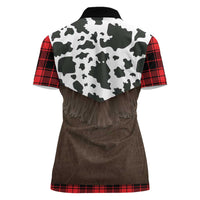 Cowboy Vest Costume Women Polo Shirt Black Red Plaid Pattern - Wonder Print Shop
