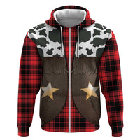 Cowboy Vest Costume Zip Hoodie Black Red Plaid Pattern - Wonder Print Shop