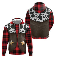 Cowboy Vest Costume Zip Hoodie Black Red Plaid Pattern - Wonder Print Shop