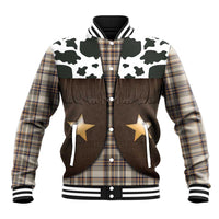 Cowboy Vest Costume Baseball Jacket Brown Beige Plaid Pattern - Wonder Print Shop