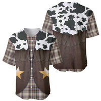 Cowboy Vest Costume Baseball Jersey Brown Beige Plaid Pattern - Wonder Print Shop
