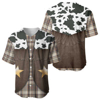 Cowboy Vest Costume Baseball Jersey Brown Beige Plaid Pattern - Wonder Print Shop