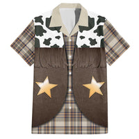 Cowboy Vest Costume Hawaiian Shirt Brown Beige Plaid Pattern - Wonder Print Shop