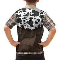 Cowboy Vest Costume Hawaiian Shirt Brown Beige Plaid Pattern - Wonder Print Shop