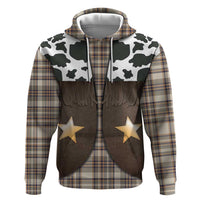 Cowboy Vest Costume Hoodie Brown Beige Plaid Pattern - Wonder Print Shop