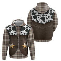 Cowboy Vest Costume Hoodie Brown Beige Plaid Pattern - Wonder Print Shop