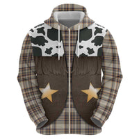 Cowboy Vest Costume Hoodie Brown Beige Plaid Pattern - Wonder Print Shop