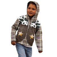 Cowboy Vest Costume Kid Hoodie Brown Beige Plaid Pattern - Wonder Print Shop