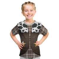 Cowboy Vest Costume Kid T Shirt Brown Beige Plaid Pattern - Wonder Print Shop