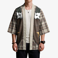 Cowboy Vest Costume Kimono Brown Beige Plaid Pattern - Wonder Print Shop