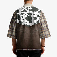Cowboy Vest Costume Kimono Brown Beige Plaid Pattern - Wonder Print Shop