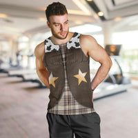 Cowboy Vest Costume Men Tank Top Brown Beige Plaid Pattern - Wonder Print Shop