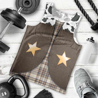 Cowboy Vest Costume Men Tank Top Brown Beige Plaid Pattern - Wonder Print Shop