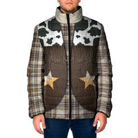 Cowboy Vest Costume Padded Jacket Brown Beige Plaid Pattern - Wonder Print Shop
