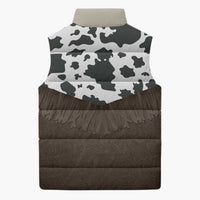 Cowboy Vest Costume Sleeveless Puffer Jacket Brown Beige Plaid Pattern - Wonder Print Shop