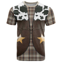 Cowboy Vest Costume T Shirt Brown Beige Plaid Pattern - Wonder Print Shop
