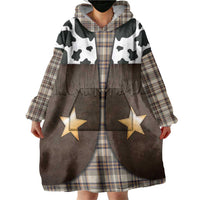 Cowboy Vest Costume Wearable Blanket Hoodie Brown Beige Plaid Pattern - Wonder Print Shop