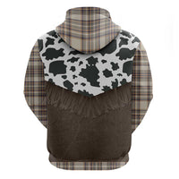 Cowboy Vest Costume Zip Hoodie Brown Beige Plaid Pattern - Wonder Print Shop
