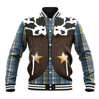 Cowboy Vest Costume Baseball Jacket Blue Yellow Plaid Pattern - Wonder Print Shop