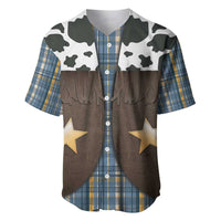 Cowboy Vest Costume Baseball Jersey Blue Yellow Plaid Pattern - Wonder Print Shop