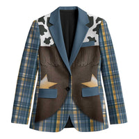 Cowboy Vest Costume Blazer Blue Yellow Plaid Pattern - Wonder Print Shop