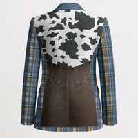 Cowboy Vest Costume Blazer Blue Yellow Plaid Pattern - Wonder Print Shop