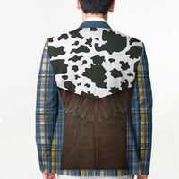 Cowboy Vest Costume Blazer Blue Yellow Plaid Pattern - Wonder Print Shop
