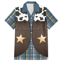 Cowboy Vest Costume Hawaiian Shirt Blue Yellow Plaid Pattern - Wonder Print Shop