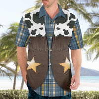 Cowboy Vest Costume Hawaiian Shirt Blue Yellow Plaid Pattern - Wonder Print Shop