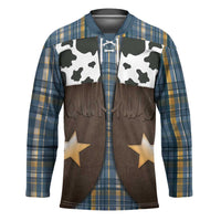 Cowboy Vest Costume Hockey Jersey Blue Yellow Plaid Pattern - Wonder Print Shop