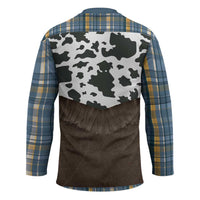 Cowboy Vest Costume Hockey Jersey Blue Yellow Plaid Pattern - Wonder Print Shop