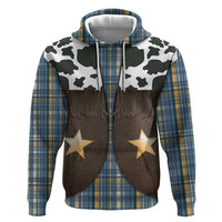 Cowboy Vest Costume Hoodie Blue Yellow Plaid Pattern - Wonder Print Shop