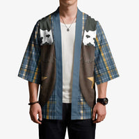 Cowboy Vest Costume Kimono Blue Yellow Plaid Pattern - Wonder Print Shop
