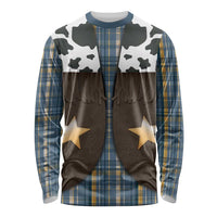 Cowboy Vest Costume Long Sleeve Shirt Blue Yellow Plaid Pattern - Wonder Print Shop