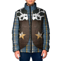 Cowboy Vest Costume Padded Jacket Blue Yellow Plaid Pattern - Wonder Print Shop