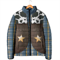 Cowboy Vest Costume Padded Jacket Blue Yellow Plaid Pattern - Wonder Print Shop