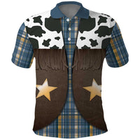 Cowboy Vest Costume Polo Shirt Blue Yellow Plaid Pattern - Wonder Print Shop