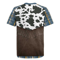 Cowboy Vest Costume Rugby Jersey Blue Yellow Plaid Pattern - Wonder Print Shop