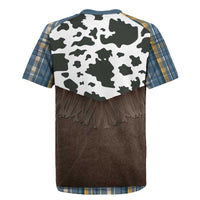 Cowboy Vest Costume Rugby Jersey Blue Yellow Plaid Pattern - Wonder Print Shop