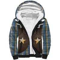 Cowboy Vest Costume Sherpa Hoodie Blue Yellow Plaid Pattern - Wonder Print Shop
