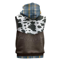 Cowboy Vest Costume Sleeveless Hoodie Blue Yellow Plaid Pattern - Wonder Print Shop