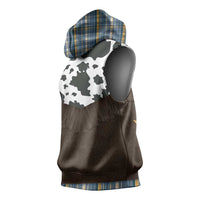 Cowboy Vest Costume Sleeveless Hoodie Blue Yellow Plaid Pattern - Wonder Print Shop